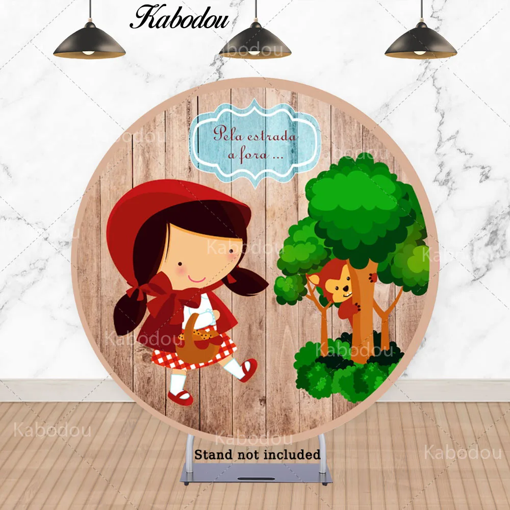 Kabodou Little Red Riding Hood Backdrop Round With Elastic Photography Studio Background Baby Shower Party Decorations Banner