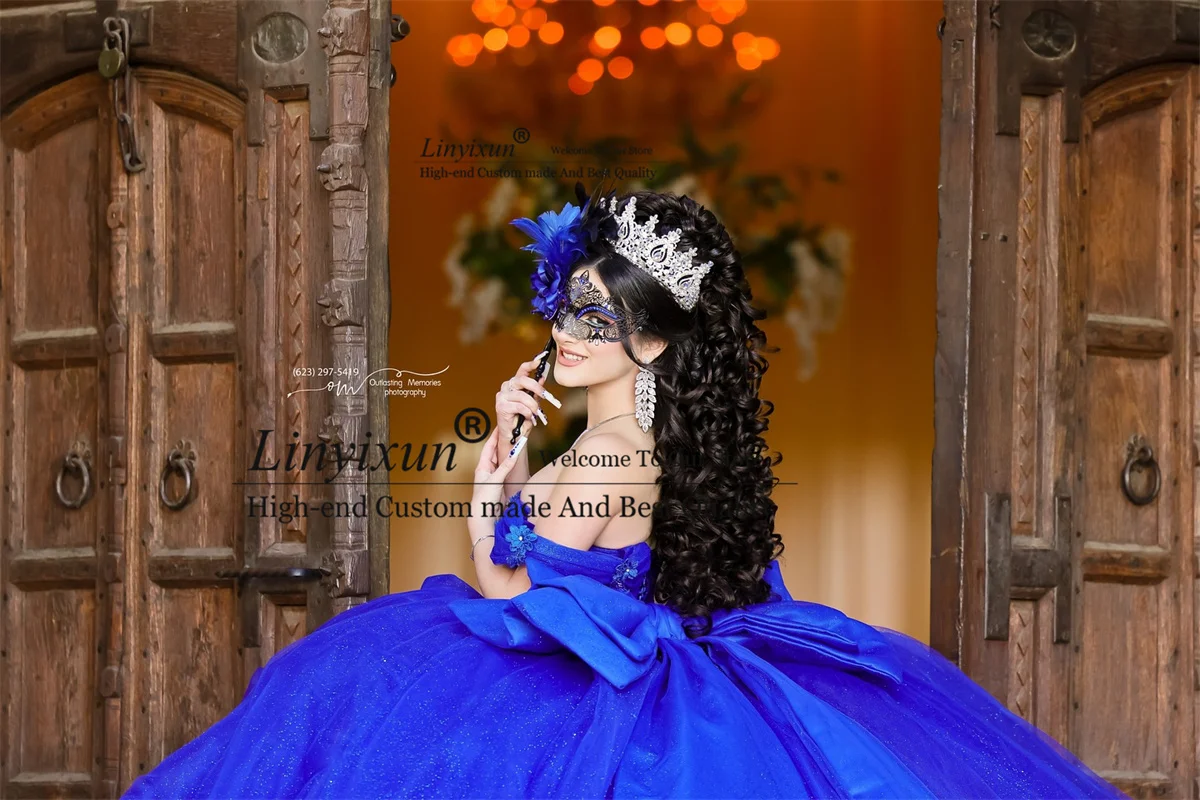 ROYAL BLUE Ball ชุด Quinceanera เดรส Appliques ลูกไม้หวาน 16 ชุดวันเกิดเม็กซิกัน Vestido De 15 XV Anos