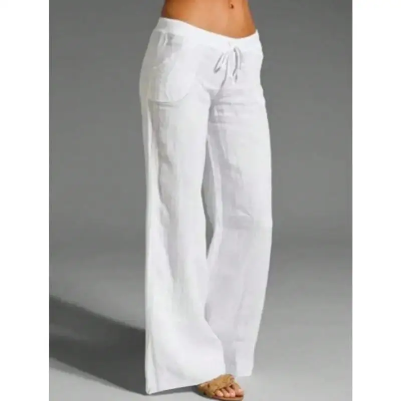 

Casual Men's And Women's White Linen Pants Straight Leg Sle ex PVC Material Winter Collection Neutral Faion