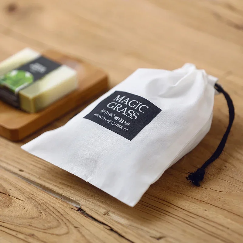 White Cotton Gift Drawstring Bag Jewelry/Makeup/Gift/Wedding/Party/Storage Pouches Sachet Cloth Pocket Reusable Logo Print 50pcs