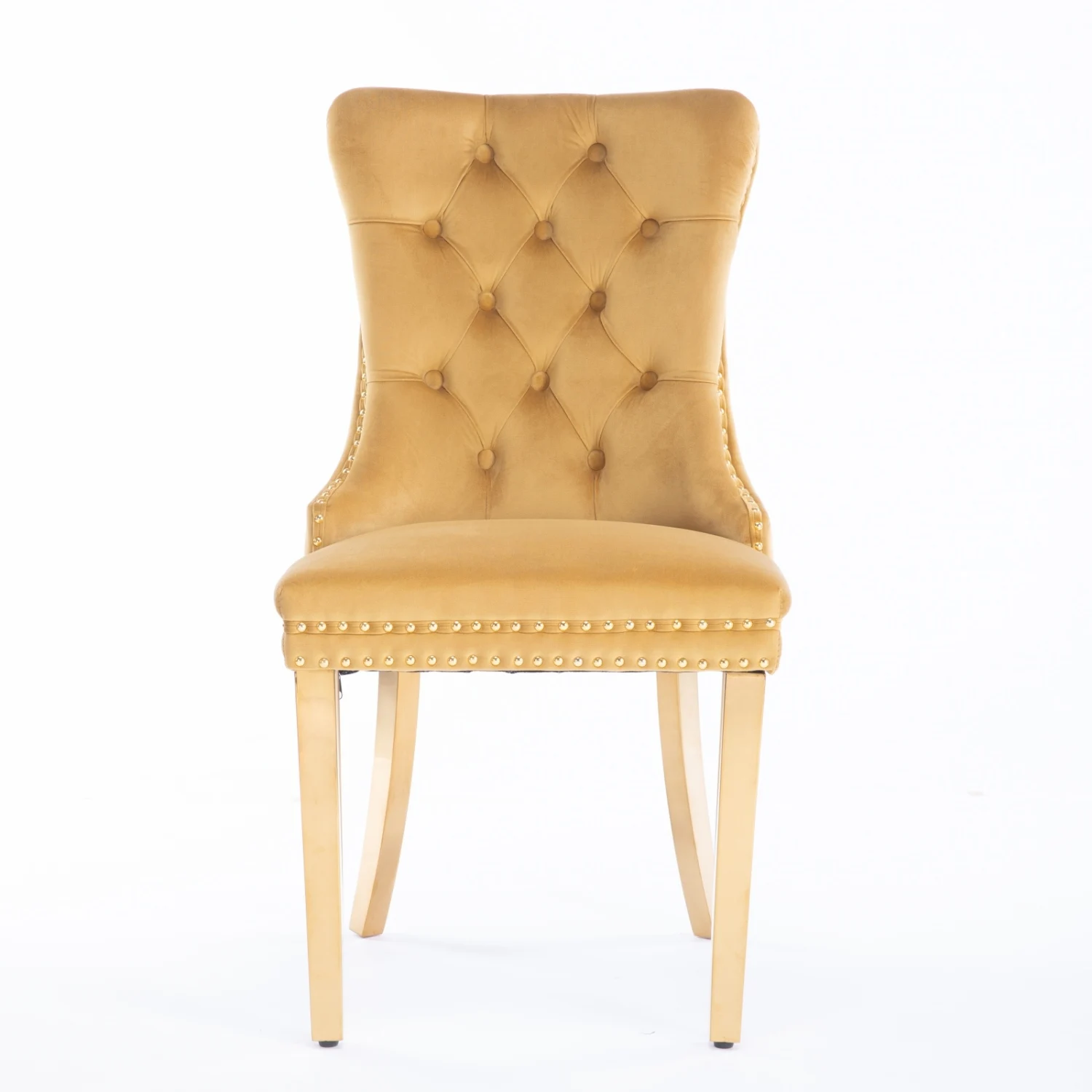 

A&A Furniture,Nikki Collection Modern, High-end Tufted Solid Wood Contemporary Velvet Upholstered Dining Chair with Golden Stain