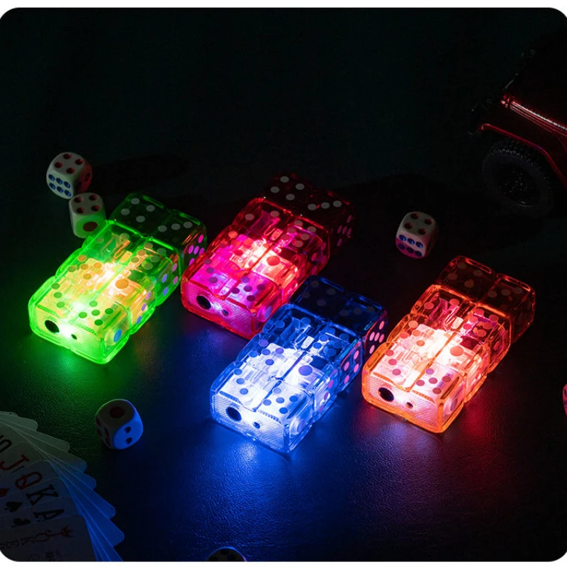 Creative Colorful Lantern Double Row Dice Butane Gas Lighter Transparent Body Windproof Red Flame Smoking Accessories Gadgets