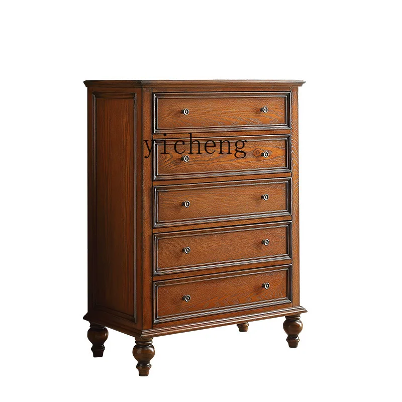 

ZK simple storage solid wood porch chest of drawers drawer paint storage European retro bedroom chest of drawers