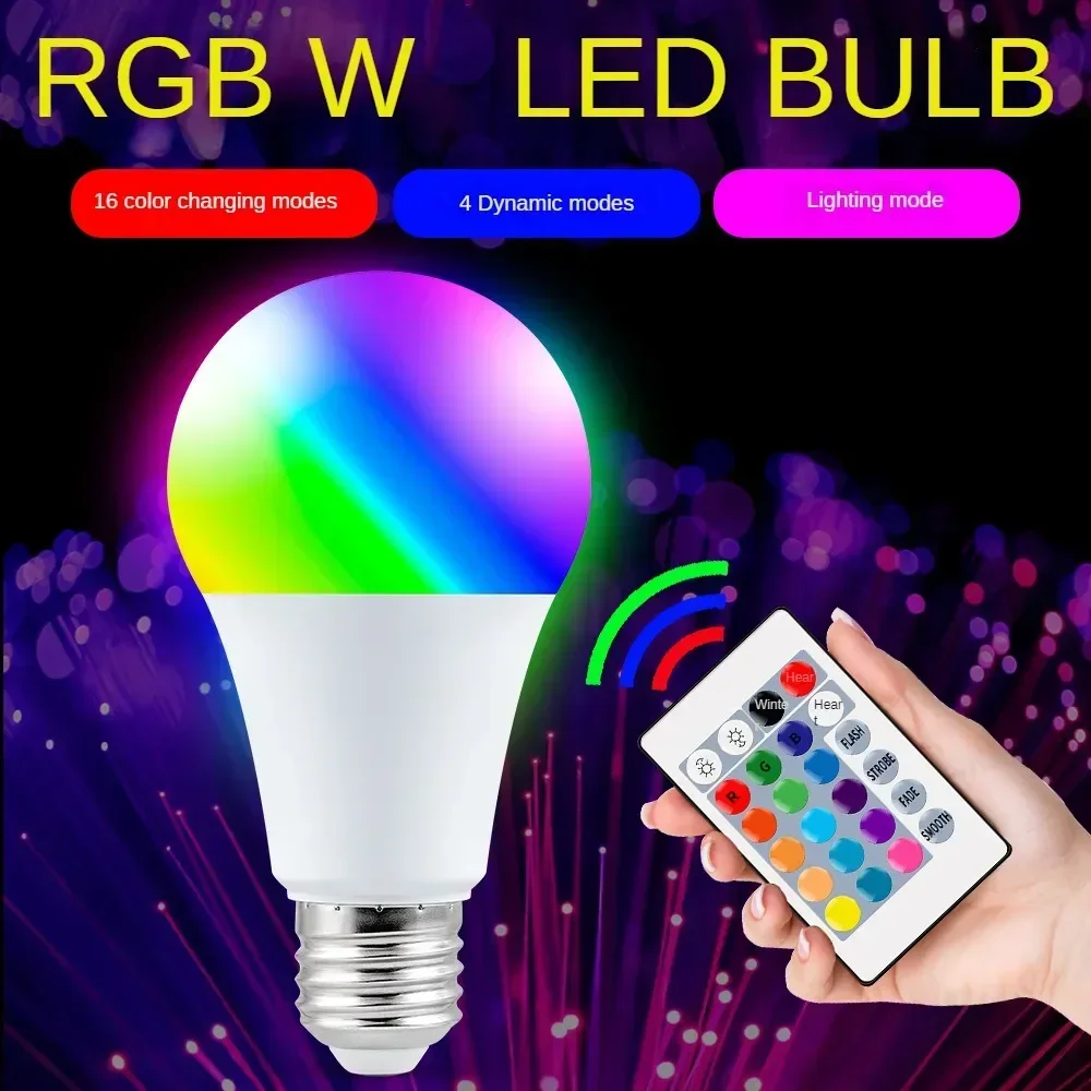 Bombilla de foco de lámpara LED RGB E27, 220V, 5W, 10W, 15W, Control remoto IR, 2835 SMD, Bombilla mágica regulable, 110V, 85-265V