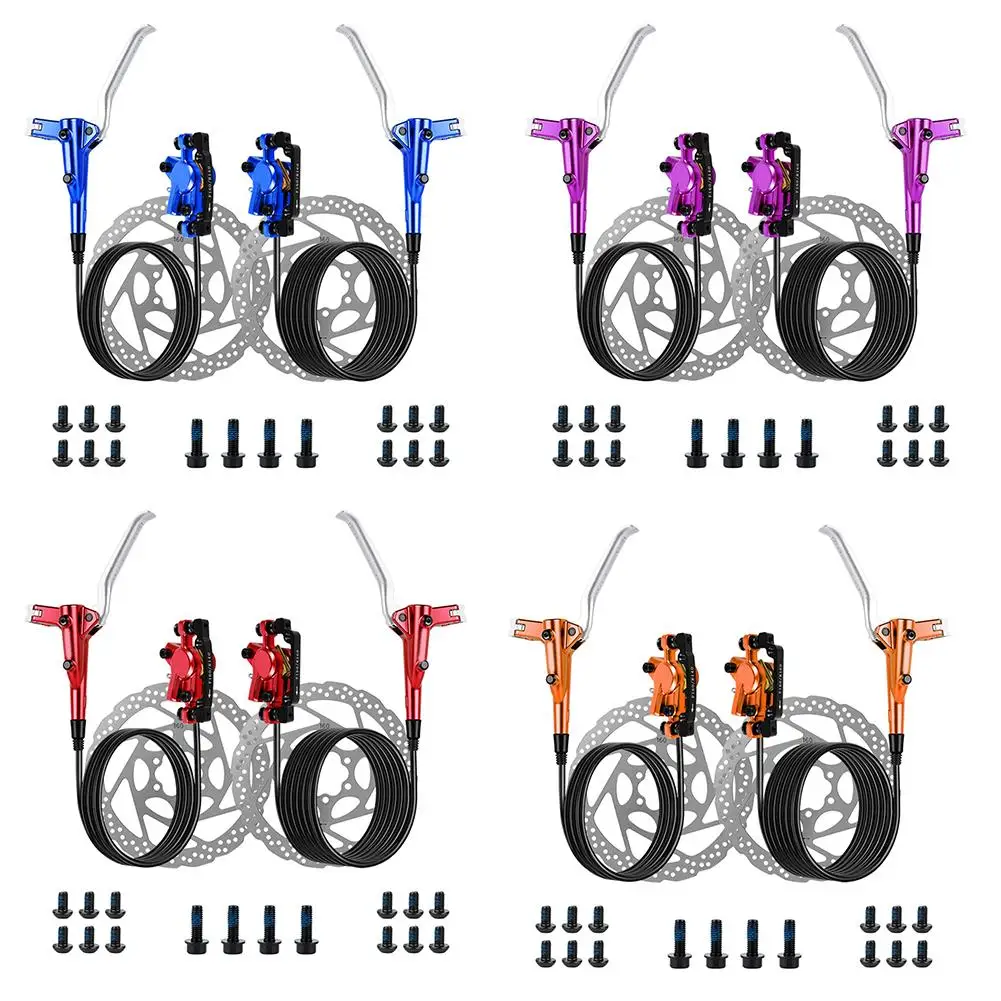 Mountainbike remmen Hydraulische remset Oranje fietsremset Minerale olie remvloeistof Naadloze installatie