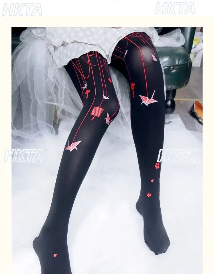 

Японская Лолита Ханфу, китайский узел, фонарь, тысяча бумажных журавлов, колготки для косплея, осенние новые теплые чулки с принтом, женские носки