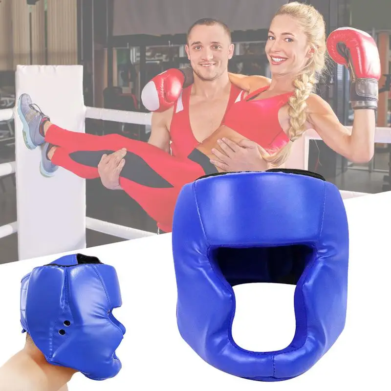 1pcs Full-covered Pu Boxing Helmet Kids Adults Muay Thai Training Sparring Boxing Headgear Gym Equipment Taekwondo Head Guard