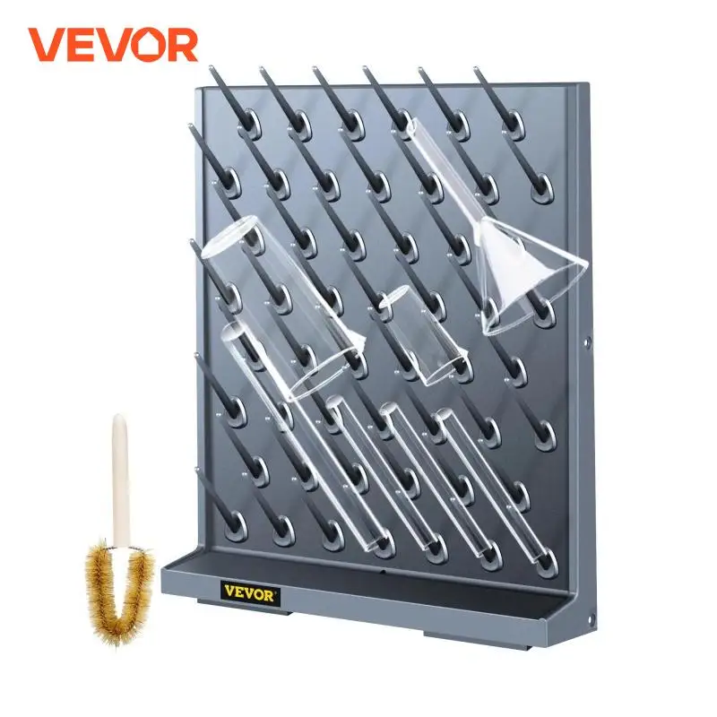 VEVOR Lab Drying Draining Rack W/ 27/52/90 Detachable Pegs School Laboratory Supplies Wall Mount Desktop Glassware Tube Support