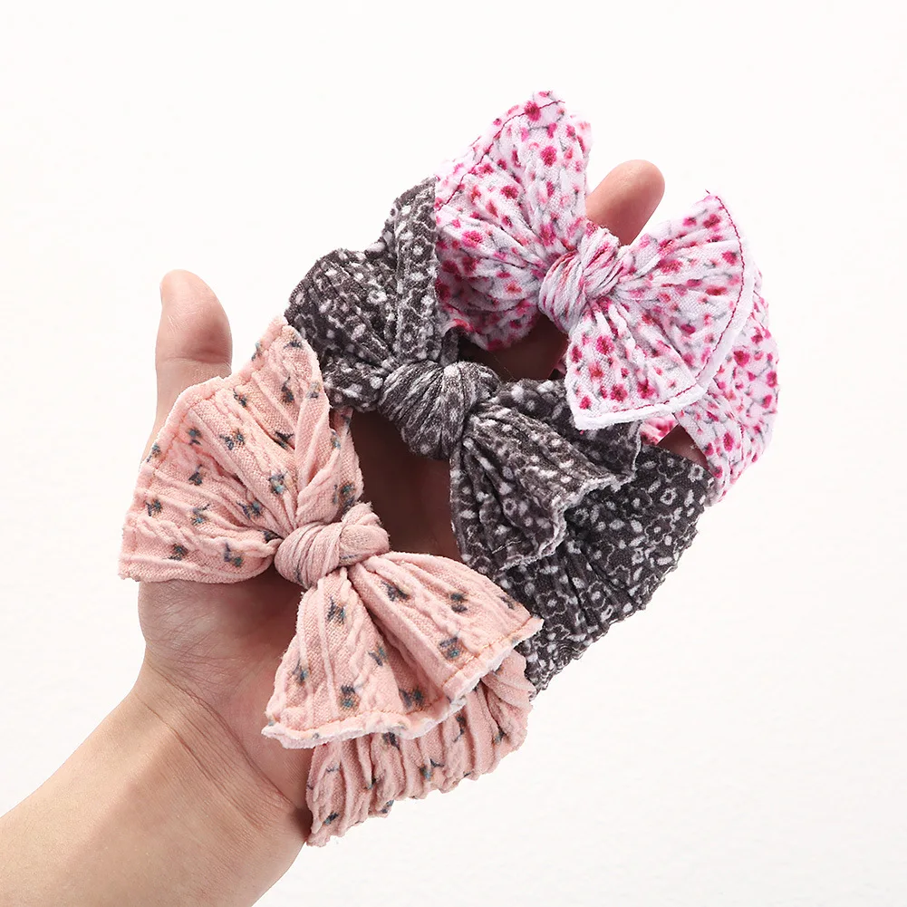 

Cable Knit Baby Nylon Headbands Girl Bows Turban Floral Printing Elastic Hairbands for Children Hair Accessories Soft Headwrap