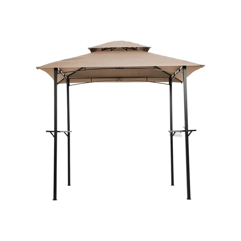 

Открытая беседка-гриль 8x5 футов, палатка-укрытие с двухъярусным мягким верхом и стальным каркасом, включает в себя крючки и барные стойки, хаки