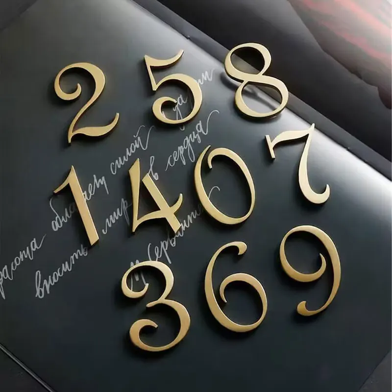 House Numbers Solid Brass Wall Decorative Letters Copper Workshop Business Shop Name Accessory