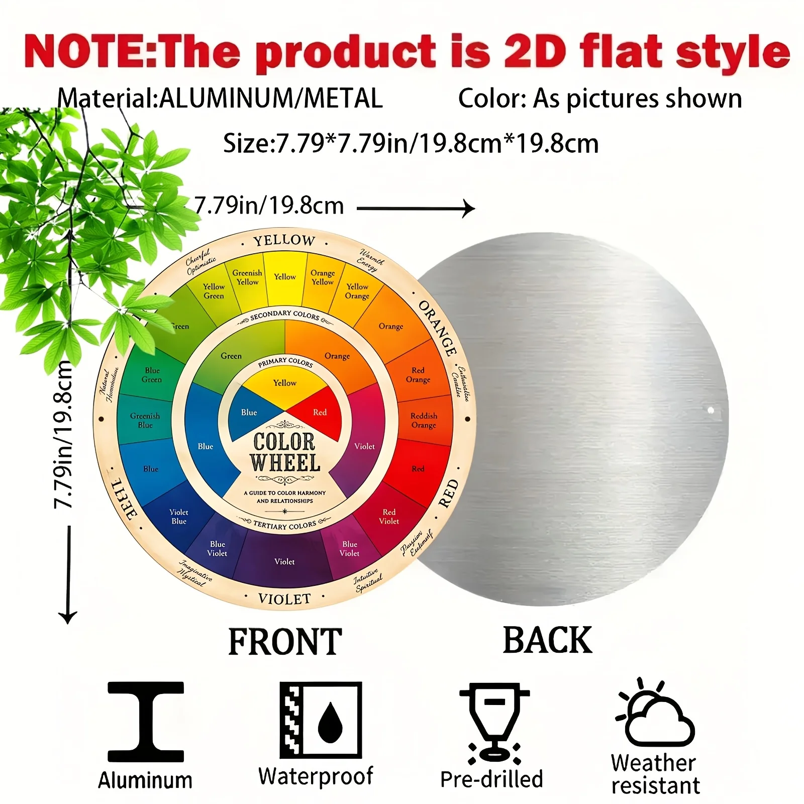 2D Flat 1pc Artist Color Wheel Round Metal Sign Wall Art, Vibrant Spectrum Guide, Home Decor, Perfect for Entryway Studio,