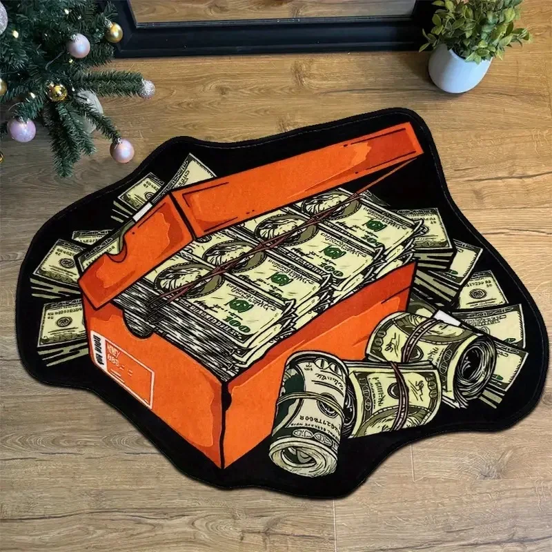 

VIKAMA Creative US Dollar-shaped Irregular Floor Mat, Home Fun Entrance Door Mat, Home Decoration Bedroom Bedside Rug