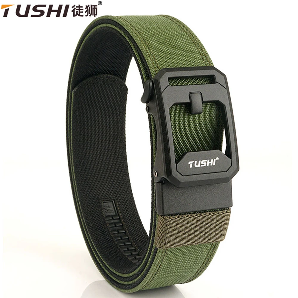 

TUSHI New Military Belt Men Sturdy 1100D Nylon Metal Automatic Buckle Police Duty Belt Tactical Outdoor Girdle IPSC Accessories