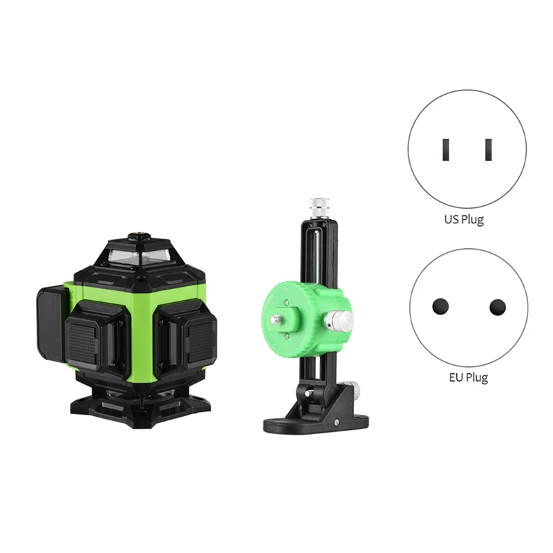 Pracmanu 16 Lines 4D Wireless Remote Control Green Lines Laser-Level Self-Leveling With 2 Batteries