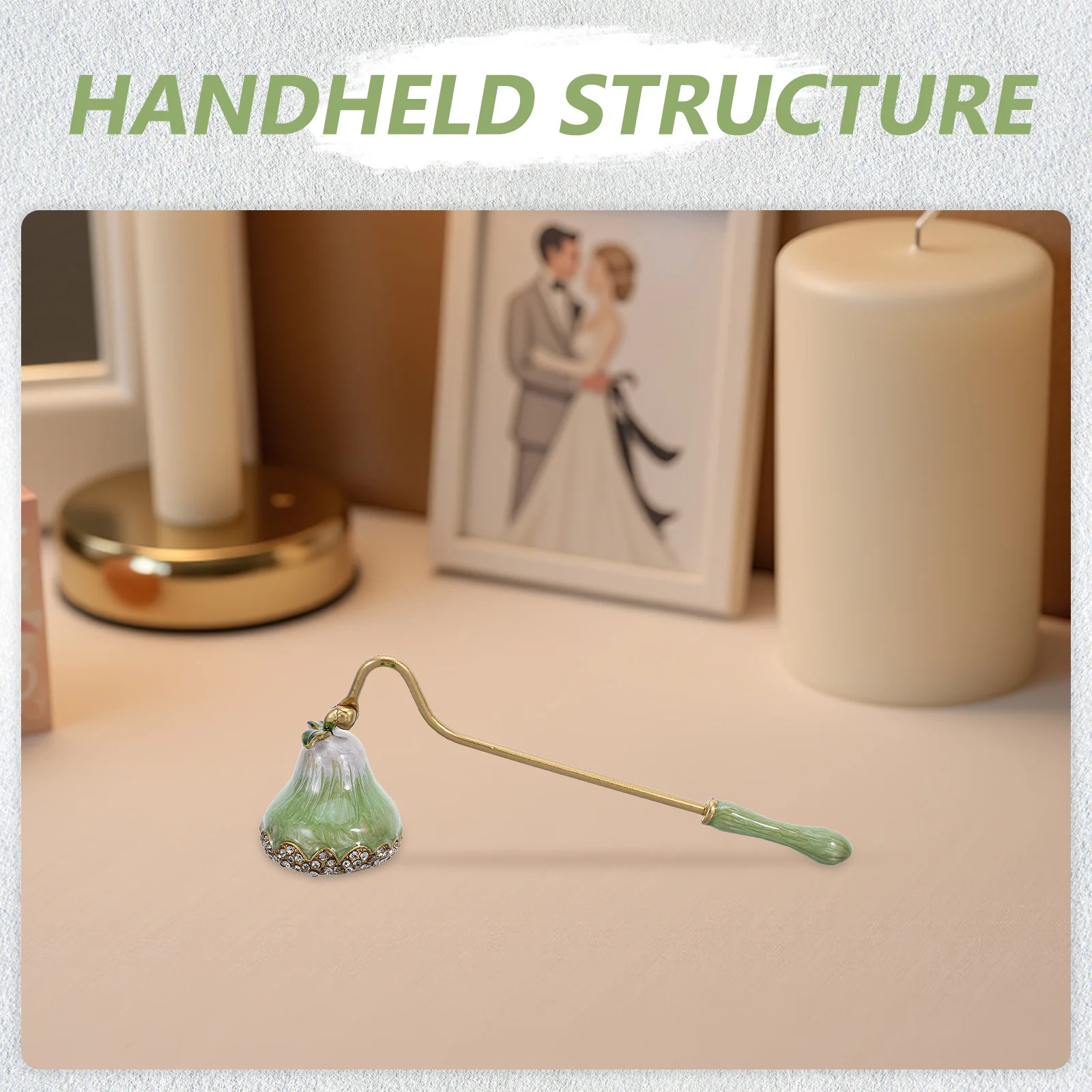 

Vintage Flower Snuffer Long Handle Rustic Wax Extinguisher Decorative Accessory for Home Kitchen Party