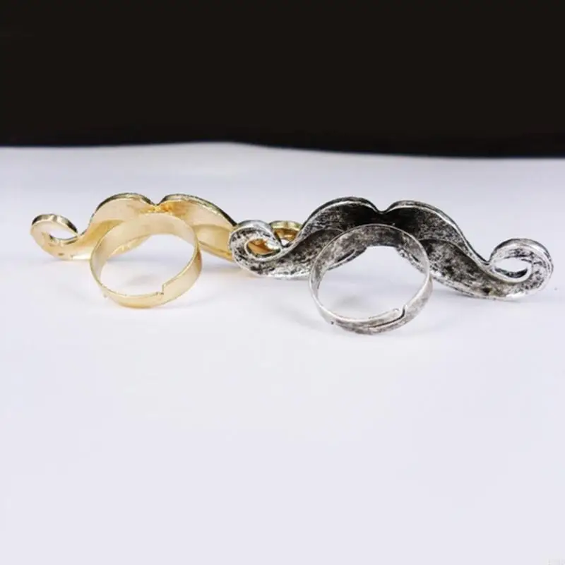 Halloween Mustache Rings Adjustable Finger Rings Party Costume Accessory for Men Women Halloween Masquerade Role Play F3MD