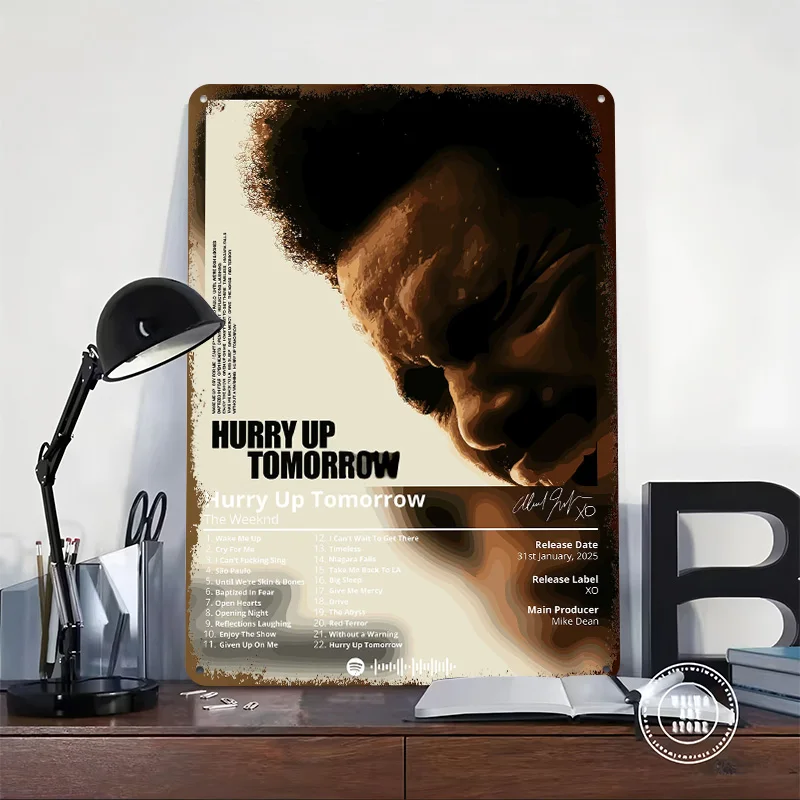 The Weeknd Hurry Up Tomorrow Tinplate Poster Custom Wall Art Vintage Metal Signs Retro Tin Plaque for Modern Home Decoration