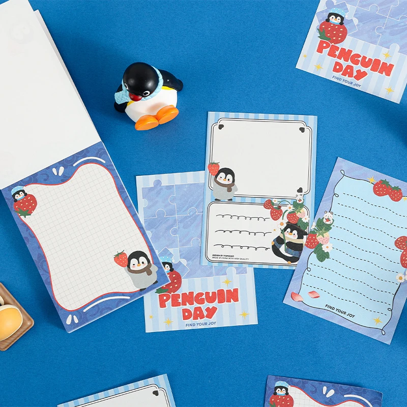 60pcs/Penguin's Day Series Tear-off Notepad; Cartoon Cute Planner Stickers and Memo Notes