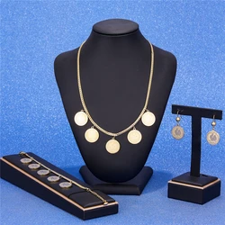 LUIZADAHot selling wedding accessories for women Coin Stainless steel with Brave cock Necklace Earrings bracelet as gift