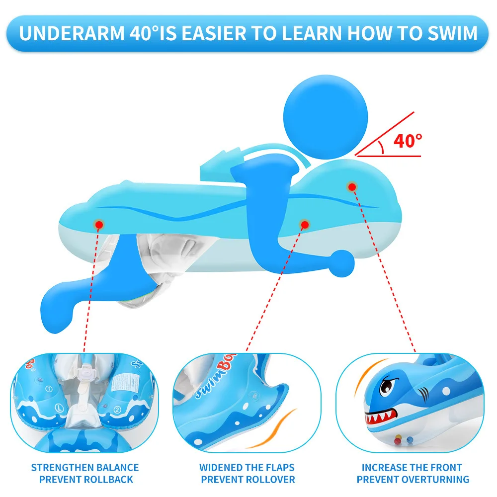 Swimbobo Baby Float with Canopy Kids Swim Pool Accessories  Summer Toys Inflatable Float Waist Floating r Kids Swim Training