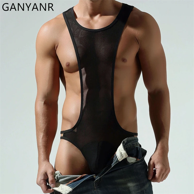 GANYANR Wrestling Singlet Men Sports Set Sweatsuit Tracksuit Boxing Sportswear Weight Training Suit Power Lifting Summer Fitness
