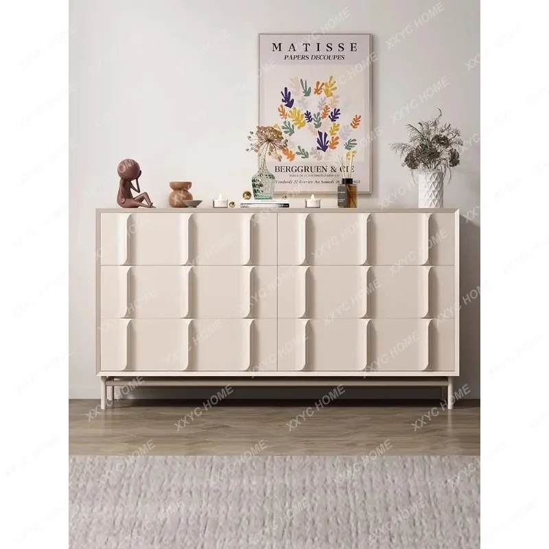 XX  solid wood dining side cabinet cream style model room simple modern storage tea cabinet living room bedroom