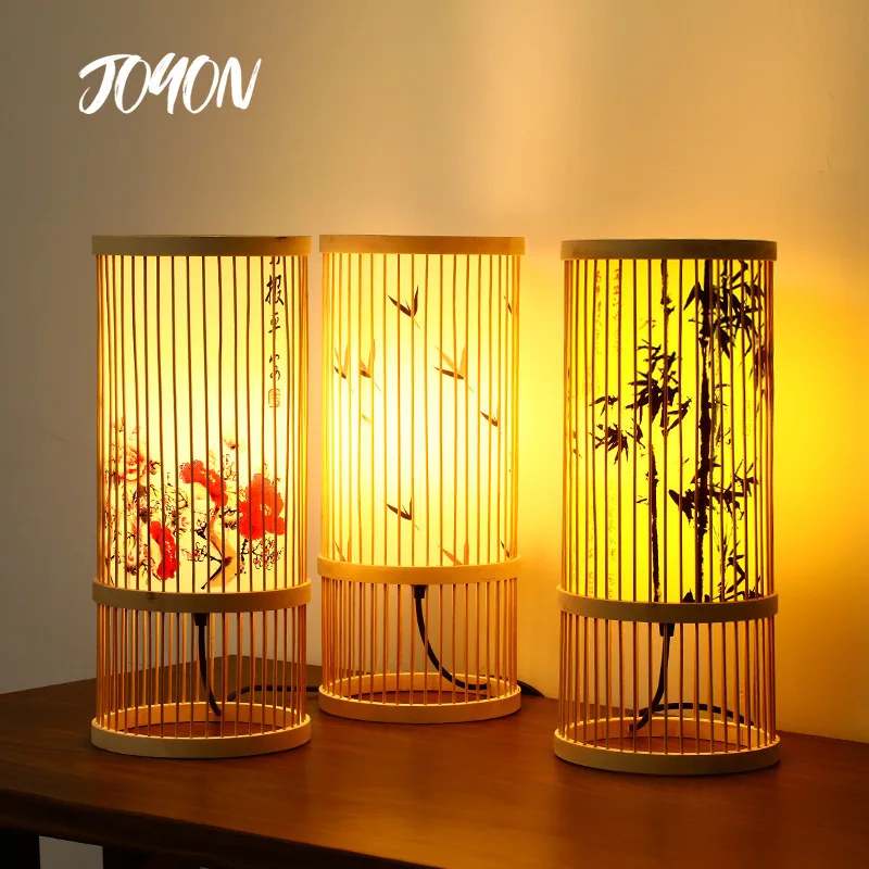 

Creative BedsideTable Lamps Hand-woven Bamboo Desk Lights Bedroom Personality Study Room Homestay Tea Room Lamp Modern Chinese