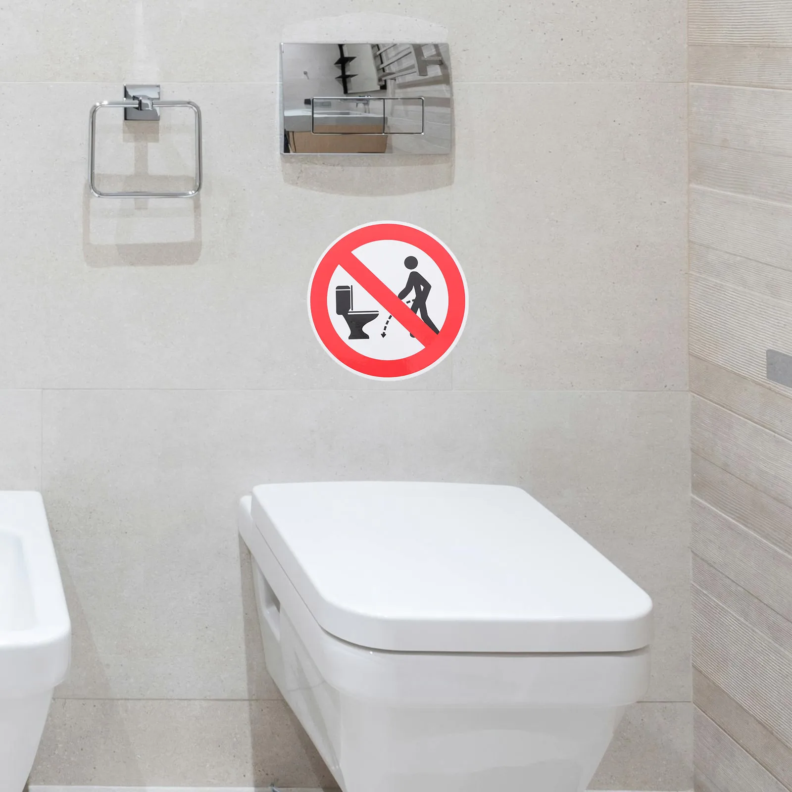 

8pcs Bathroom Stickers Waterproof PVC Restroom Signs No Pee Flush Wipes Office Public Toilet Decor Reminders Cleanliness Traffic