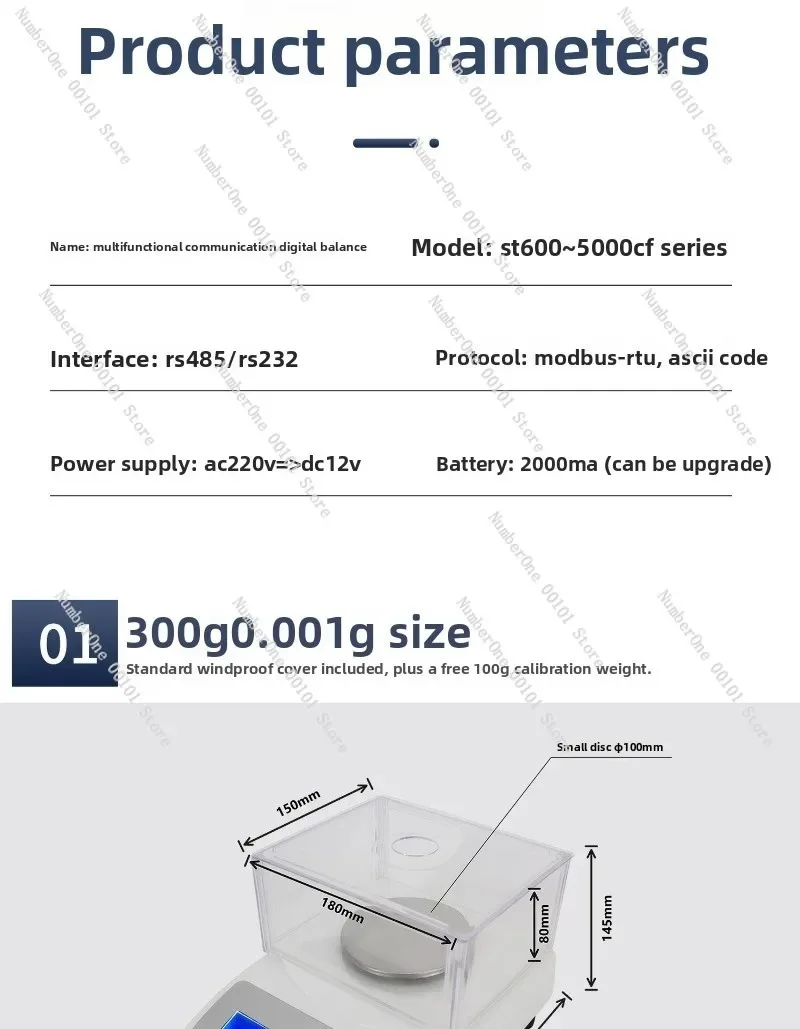 Electronic Balance with 485 Interface RS232 Electronic Scale PLC Communication Scale 0.001g Serial Port High Precision