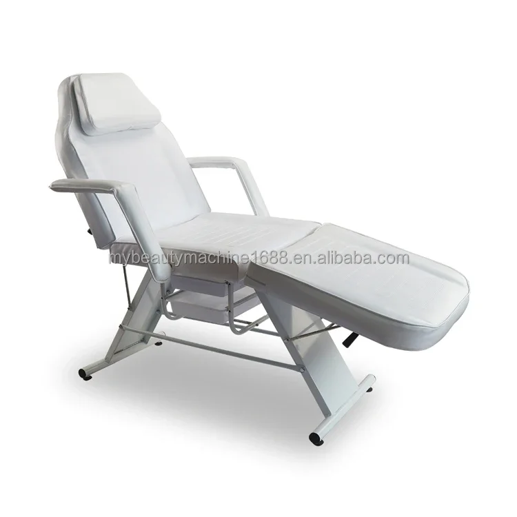 Portable White Manual PVC Leather Therapeutic Massage Spa Beauty Treatment Bed With Adjustable Headrest