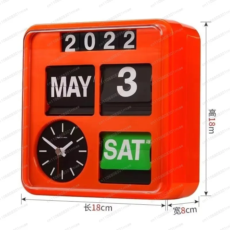 Home Retro Mechanical Page Turning Clock Desktop Personality Automatic Solid Wood Simple Light Luxury Art Decoration