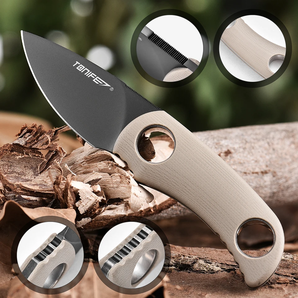 TONIFE HKT2021 Fixed Blade Straight Knife G10 Handle K Sheath Sharp Outdoor Hunting Pocket EDC Tool Daily Neck Knife Runer