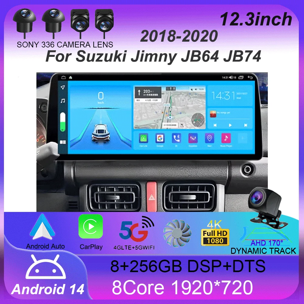 12.3 Inch For Suzuki Jimny JB64 JB74 2018 - 2020  Multimedia Video Player Android 14 Car Radio Stereo GPS Navigation Carplay