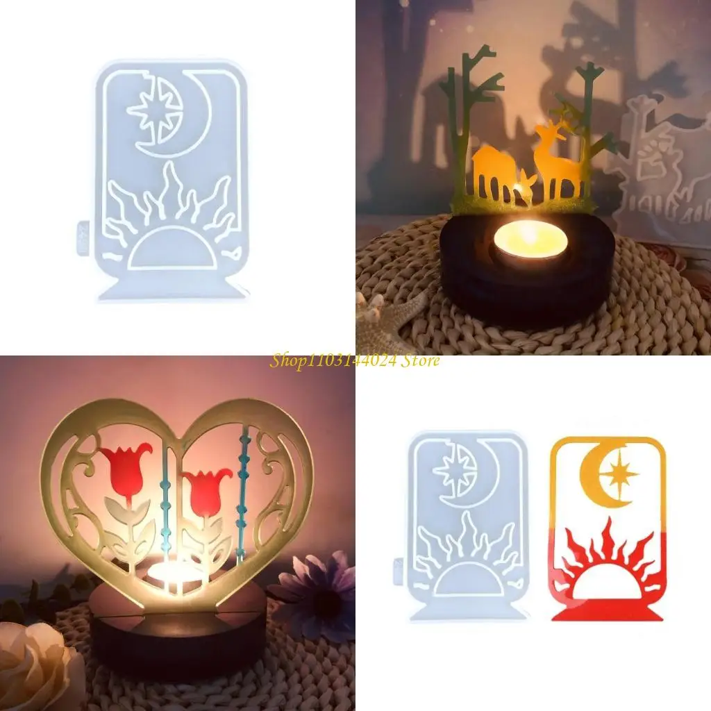 N5KE Heart House Holder Mold Plaster Concrete Resin Candlestick Silicone Mold Elegant Home Decorations Mould Craft