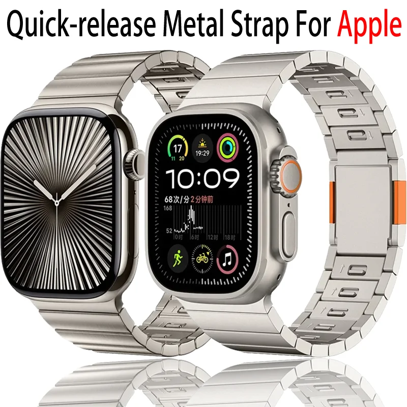 

Quick-release Metal Strap For Apple Watch Ultra 2 49mm 10 9 8 7 6 SE Magnetic Buckle Durable Bracelet iWatch 46mm 42mm 45mm 44mm