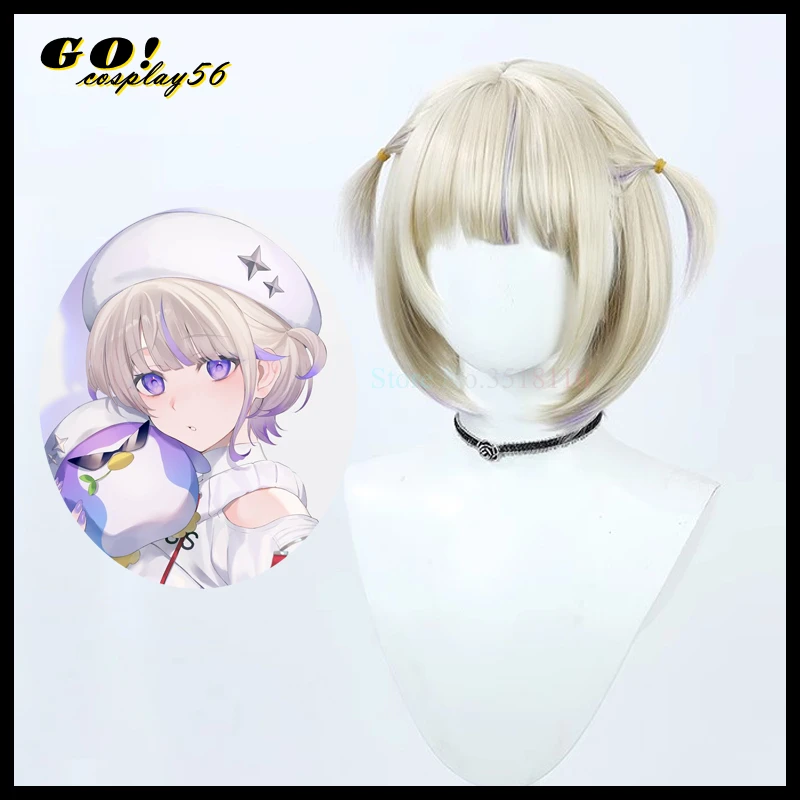 

Hololive ReGLOSS Todoroki Hajime Cosplay Wig Short Ponytails Blonde Purple Hair Vitual Idol Vtuber 2023 NEW Liver Headwear