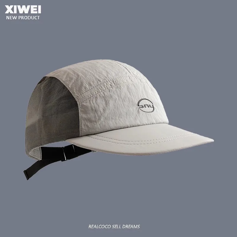 Sommer Fünf-panel Stickerei Schnell trocknend Licht Flache Kante Hut Sommer Im Freien Atmungsaktive Mesh Sonnenschirm Sport Baseball Kappe – Detail 5