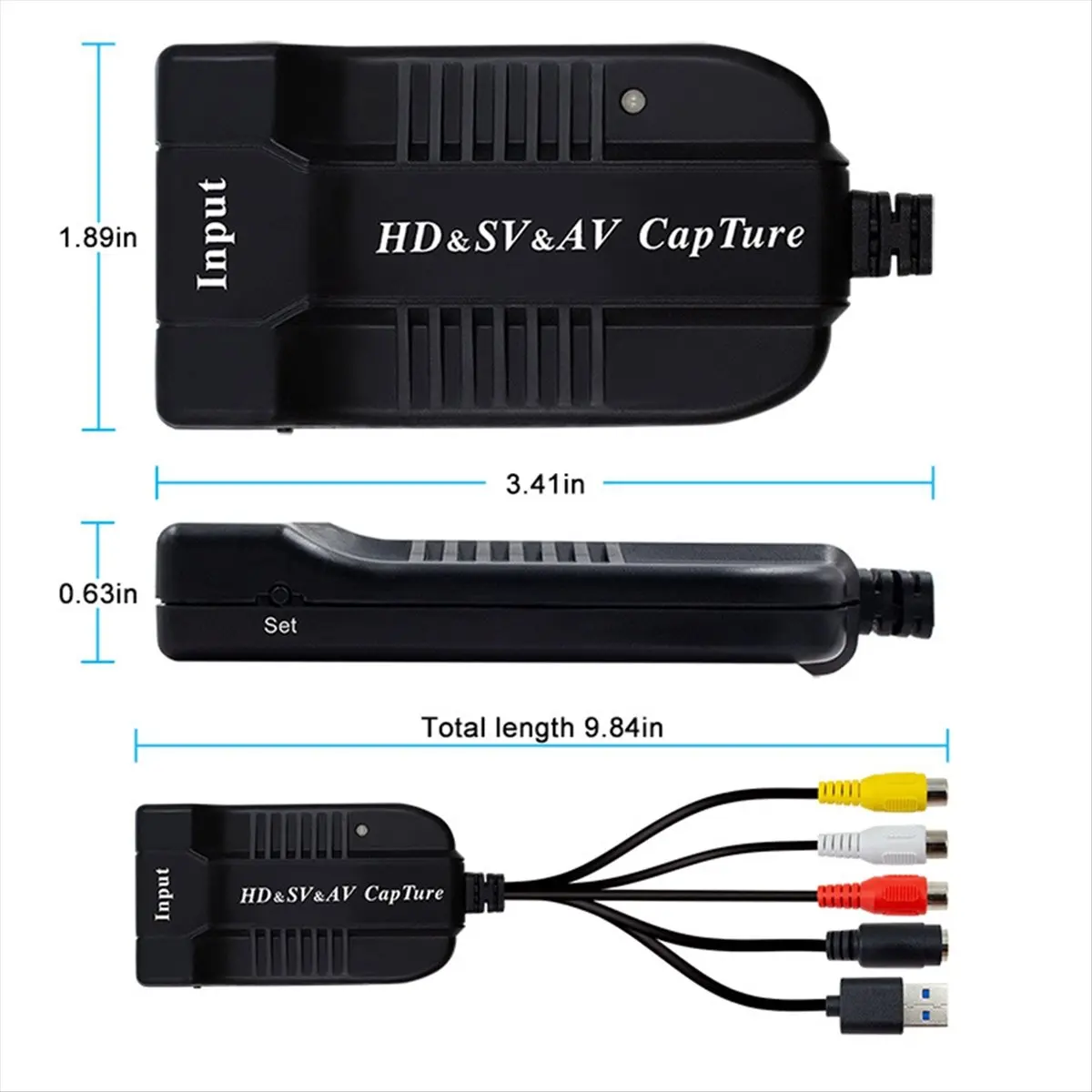 ABGZ USB2.0 Video Capture Card for to Digital Converter HD/S-Video to USB Audio Video Record Capture Device