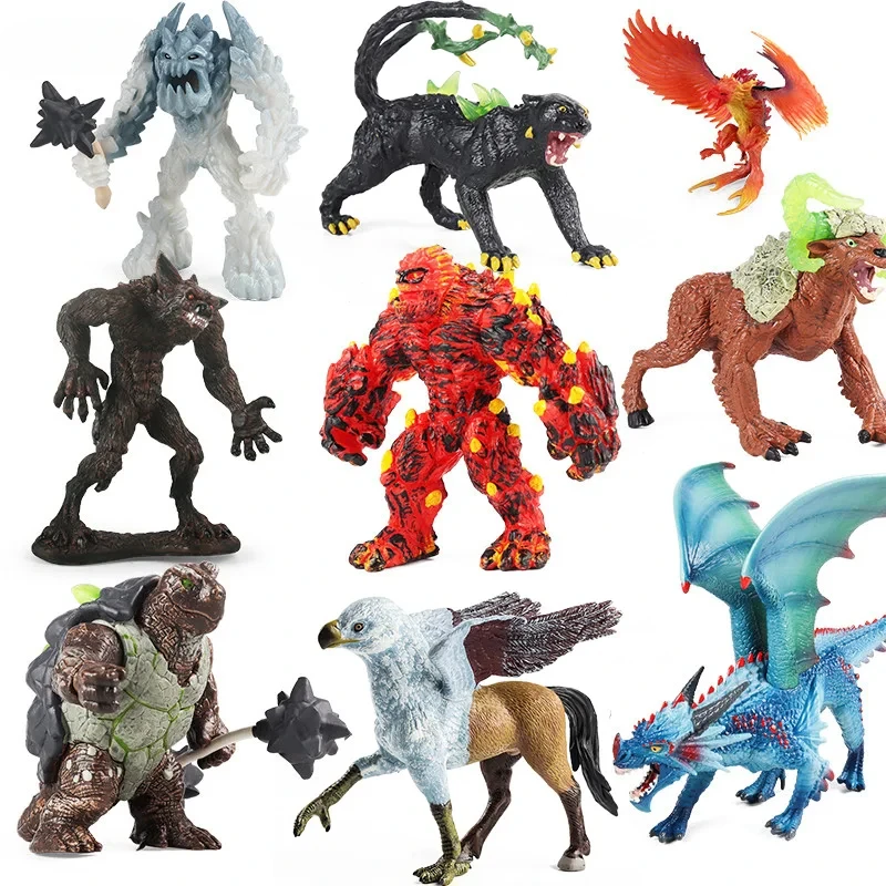 Simulation Dinosaur Dragon Turtles Fire Bull Orangutan Magma Golem Animal Model Action Figures Pvc Collection Kid Toy Gift