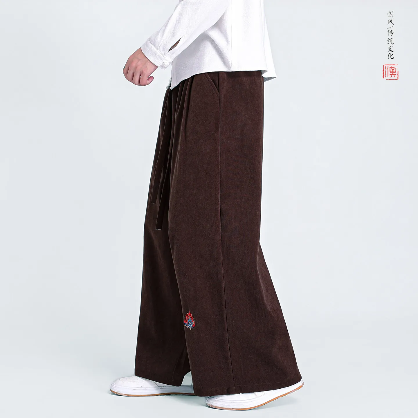 Pants Mens Hot Sale Corduroy Thicken Warm Comfortable harem Pants Men's Japanese Samurai Casual Loose Harajuku Wide Leg Trousers
