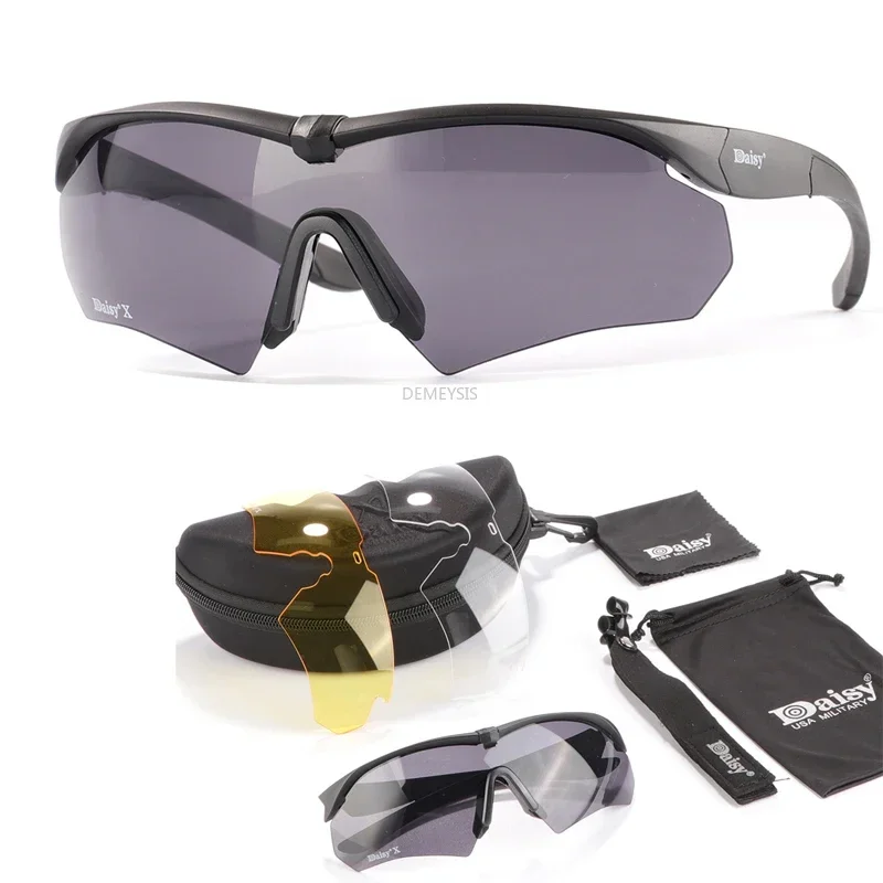 Óculos de combate tático ao ar livre para homens, óculos de proteção, caça, tiro, caminhadas, pesca, óculos esportivos, paintball, 3 lentes