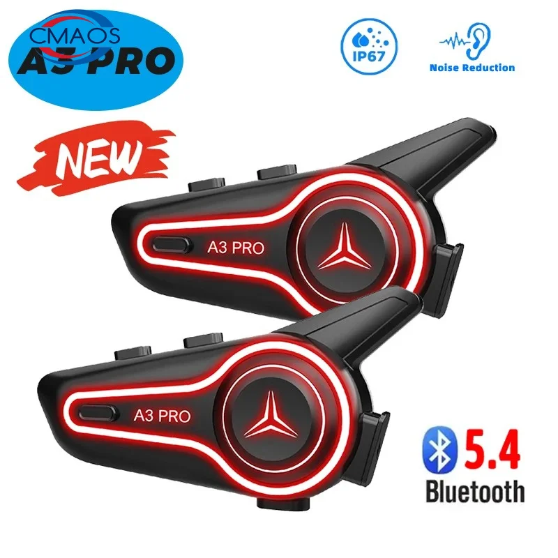 

Waterproof New A3 Pro Helmet Bluetooth Headset Noise Reduction Multi-person Seamless Switch Intercom Support MP3 Motorcycle