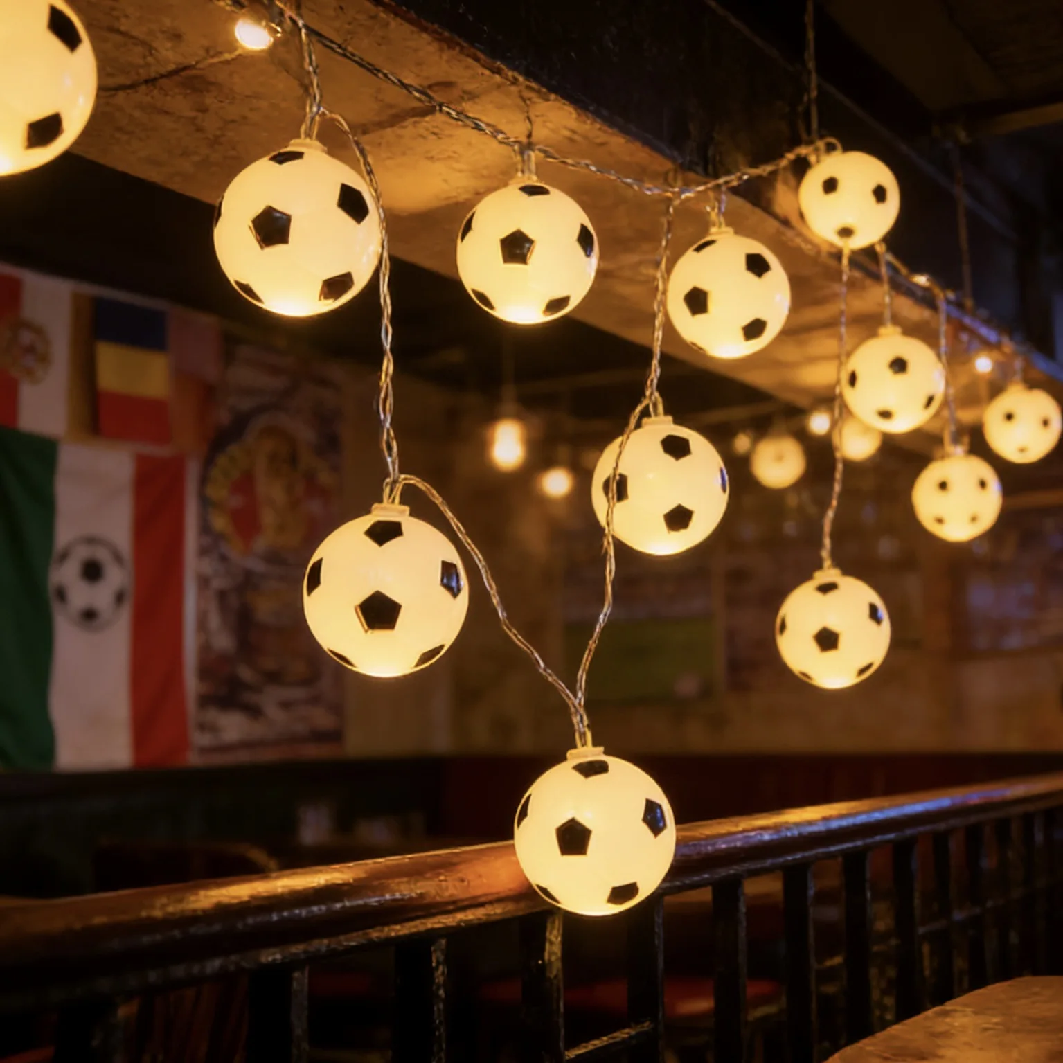 World Cup Simulation Football LED String Lights Indoor Outdoor Party Festival Gathering Atmosphere Decorative Fairy Lights
