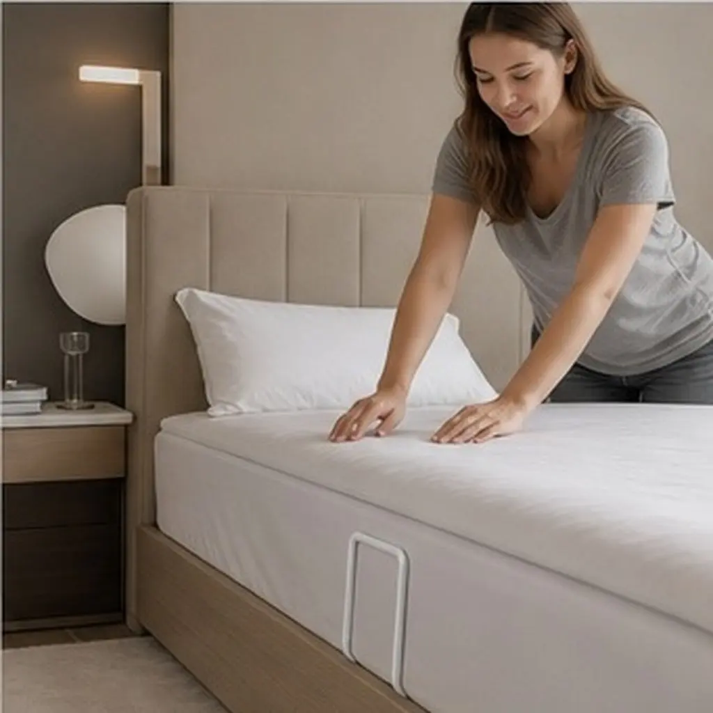 Mattress Slide Stopper 10Cm Height Iron Anti Bed Sliding Holder No Drilling Black Wooden Bed Frame Retainer Bar Mattress