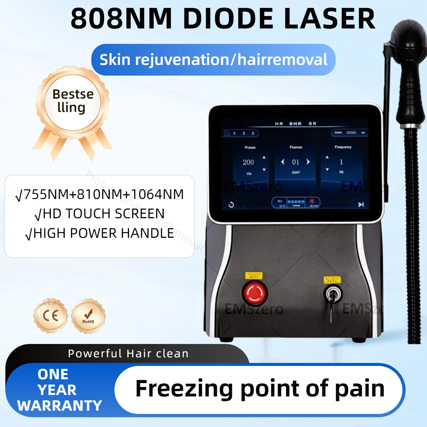 

Александритовый диодный лазер 4000 Вт 808 нм для перманентного безболезненного удаления волос на лице, в подмышках и на теле.