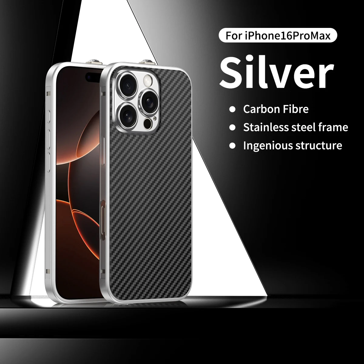 

Роскошный чехол для телефона из углеродного волокна для iPhone 16 15 Pro Max iPhone 16 15 Pro с беспроводной зарядкой и металлическим каркасом, противоударный чехол