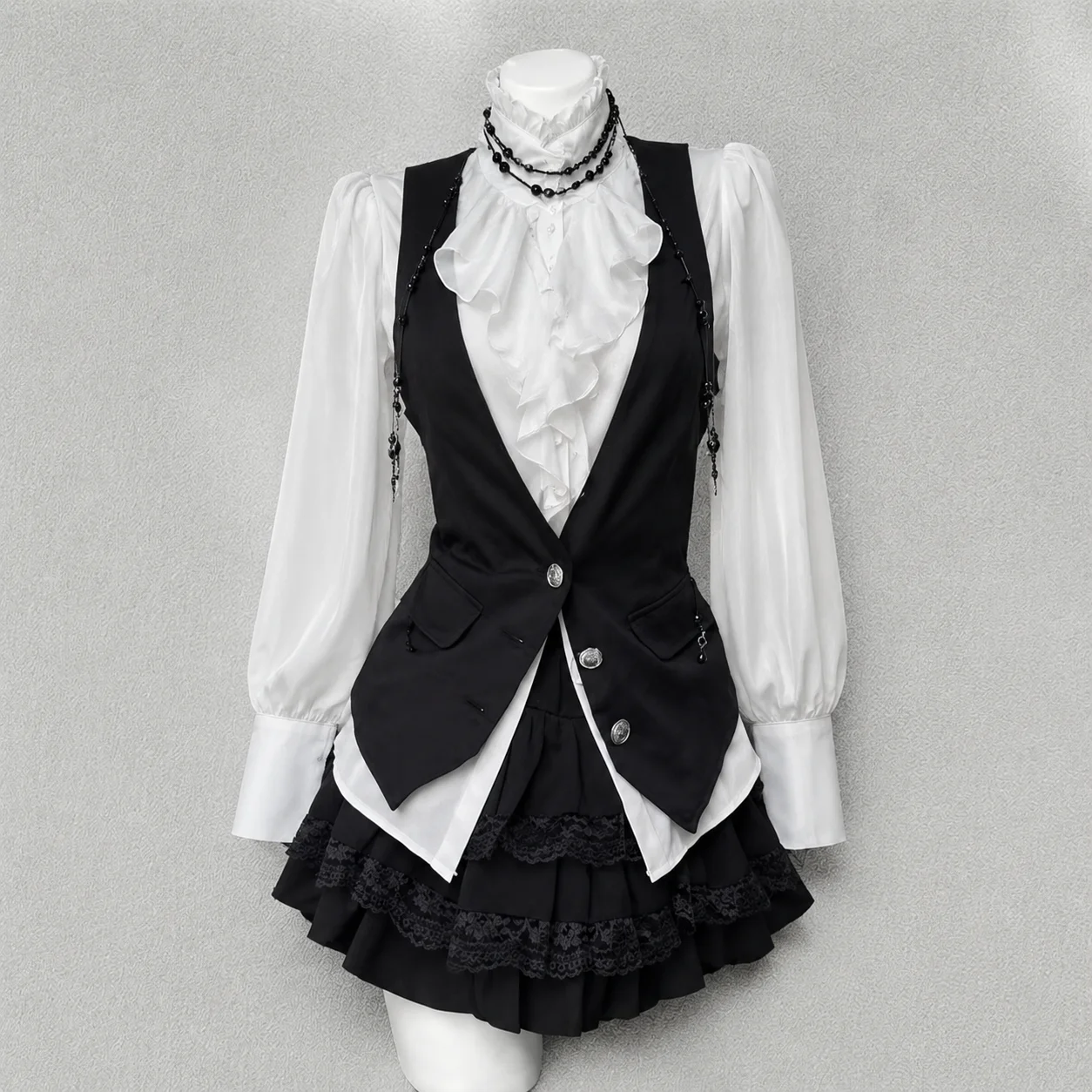Elegant 3Pc Women French Retro Matching Sets Casual Blouse Slim Waistcoat Mini Skirt American Style Daily Party Date Outfits