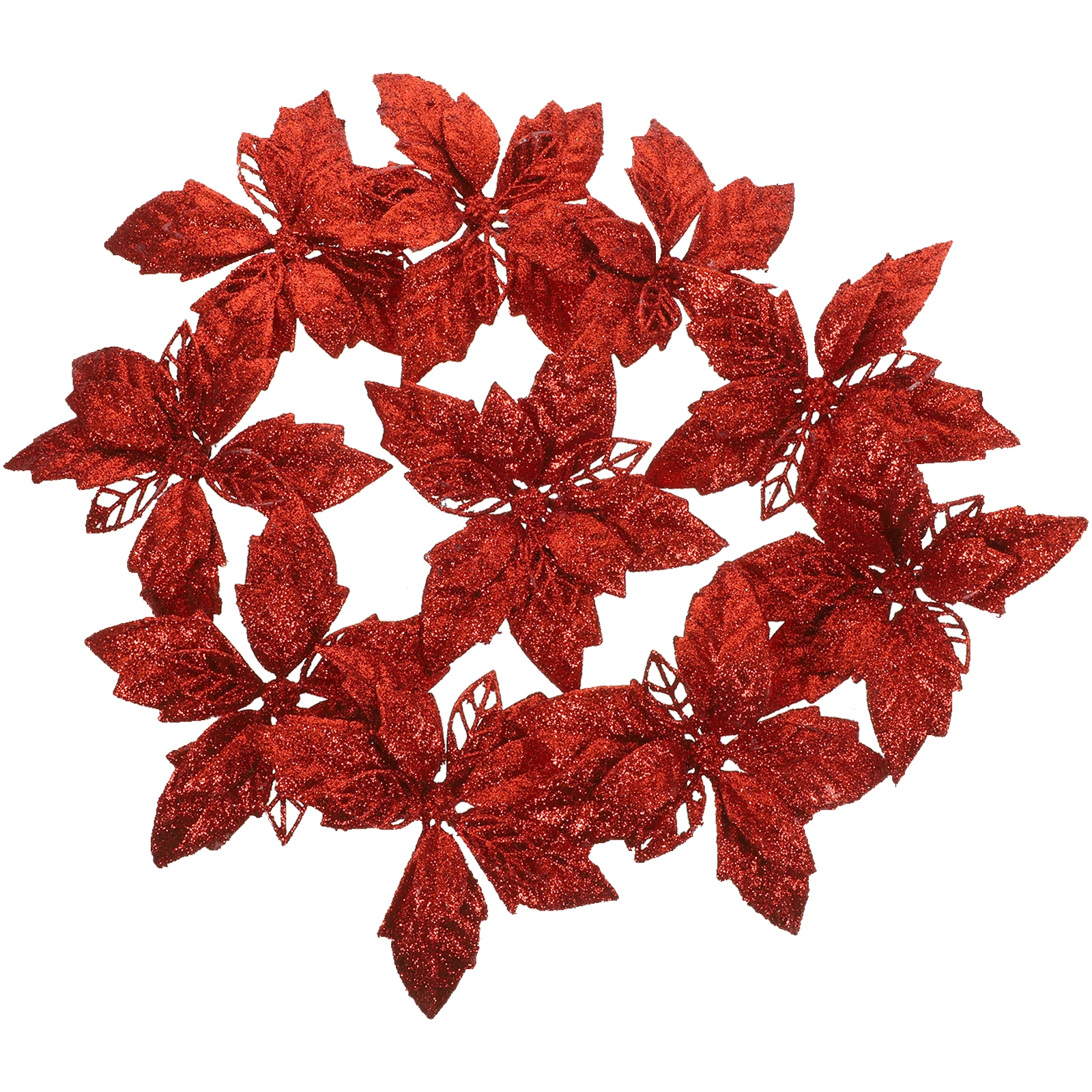 

10pcs Artificial Gold Powder Artificial Flower Christmas Decor Poinsettia Glitter Home Vase Xmas Tree Wreath Festive