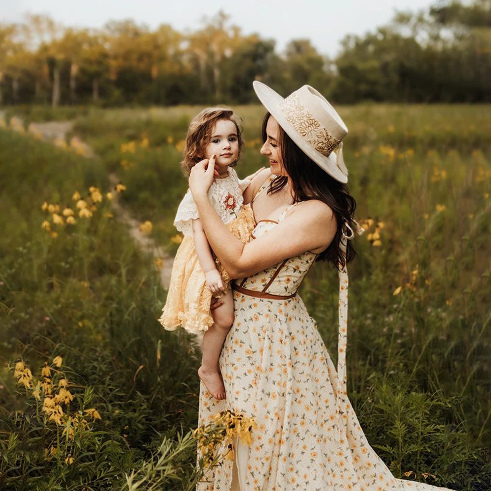 Elegant Floral Chiffon Maternity Photoshoot Dress Straps Adjustable Bust Maxi Gown Pregnancy Outfit Baby Shower Photography Wear